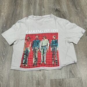 Talking Heads Band Graphic T Shirt Mens Medium Cropped Grey Concert Music Tee